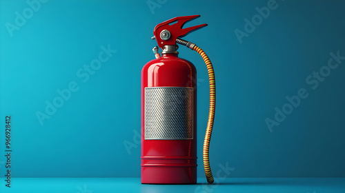 A red fire extinguisher on ...