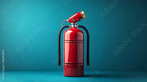 A red fire extinguisher on ...