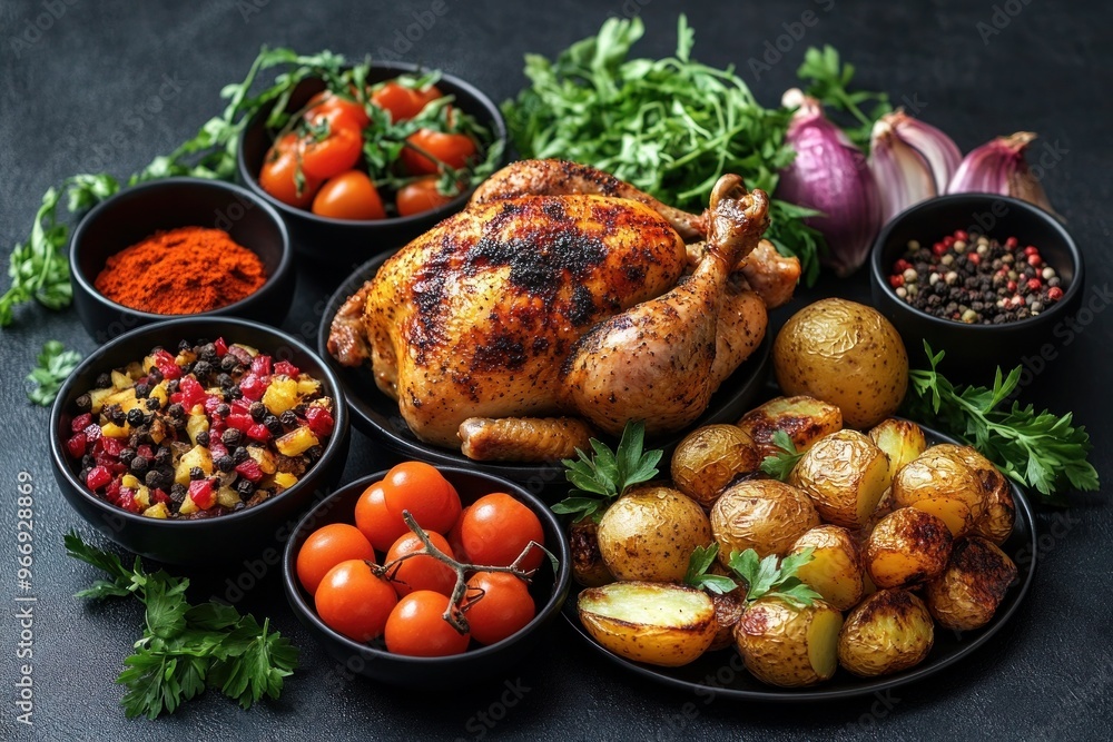 Delicious Thanksgiving Feast with Traditional Turkey and Holiday Delicious Thanksgiving Feast with Traditional Turkey and Holiday