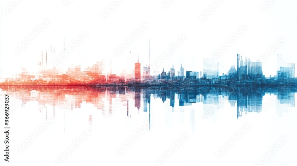 Obraz premium Abstract Cityscape with Digital Glitch Effect