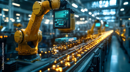 A robotic arm working on an...