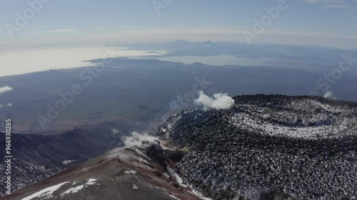 Avachinsky volcano crater, View from the top, Kamchatka