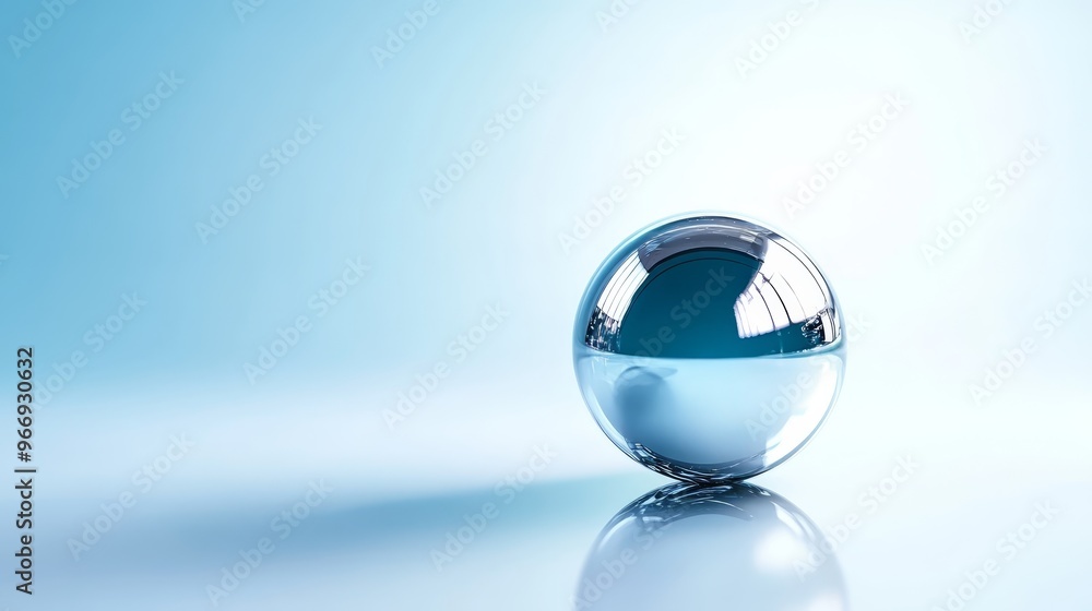 Glass Sphere Reflection Blue Background Glass Sphere Reflection Blue Background