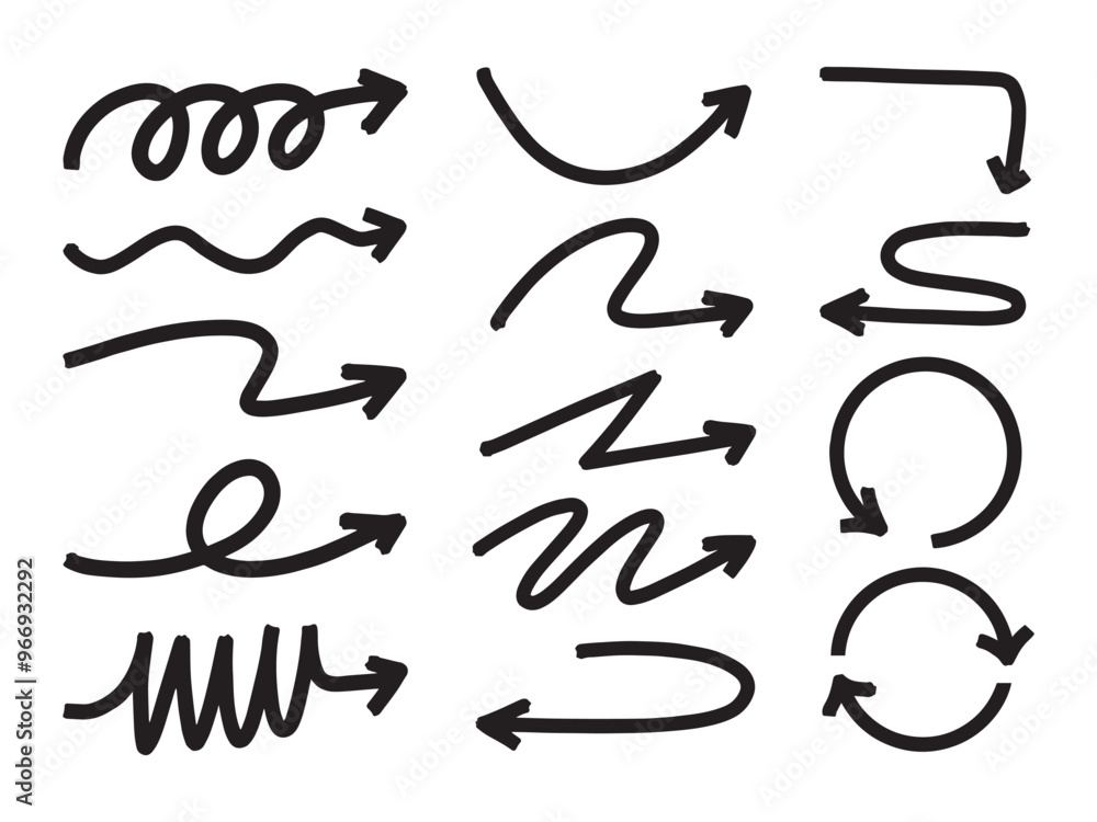 Hand drawn arrow mark icons vector Hand drawn arrow mark icons vector