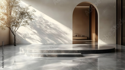 A serene interior space fea...
