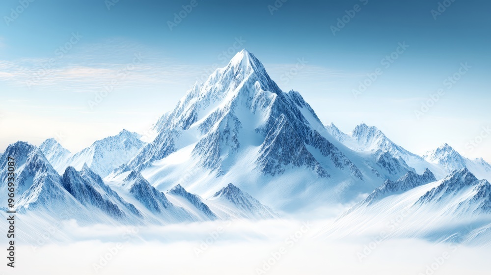 Majestic Snowy Mountain Peak Above Clouds Majestic Snowy Mountain Peak Above Clouds
