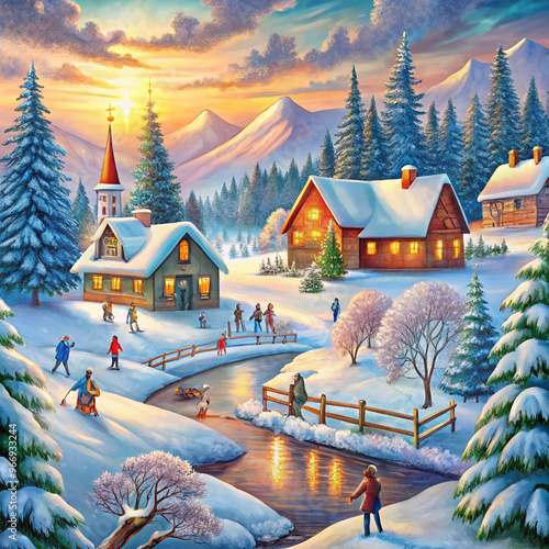 Winter Scenery , Bhai Futa, Image, High Regulation , Colorful image, Pitcher's , Ai Generate Image photo