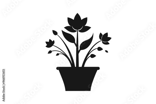 A minimalist logo for Florist company, silhouette black, vector illustration