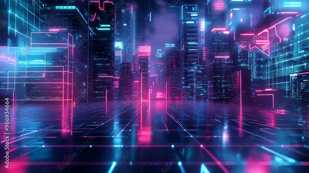 Fototapeta premium Futuristic Neon Cityscape