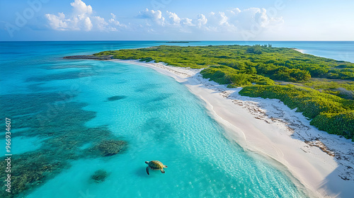A serene tropical island wi...