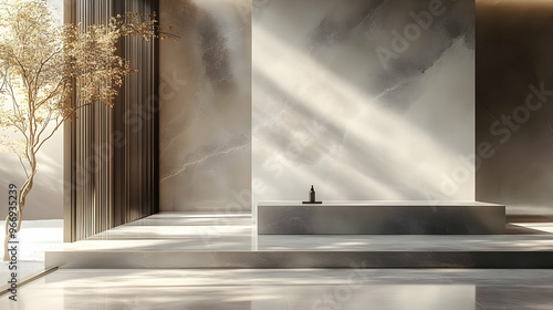 A serene, minimalist interi...