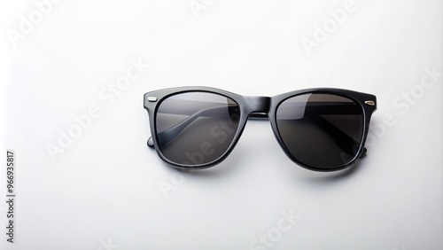 Stylish black sunglasses against white backdrop