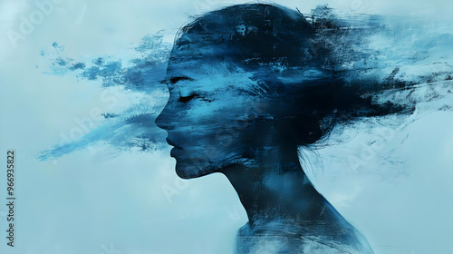 A silhouette of a woman wit...