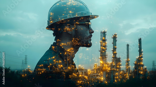 A silhouette of a worker wi...
