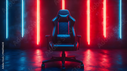 A sleek gaming chair illumi...