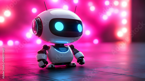 A small, futuristic robot w...