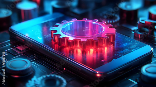 A smartphone with a glowing...