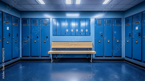 A spacious locker room with...
