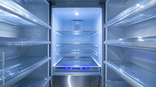 A spacious, empty refrigera...