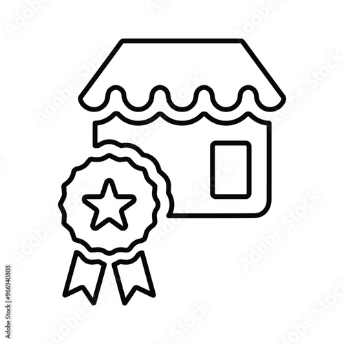 Award, shop, top store icon. Outline vector.