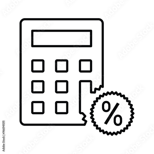 Calculator, percent, tax icon. Outline vector.