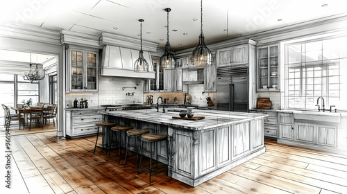 A stylish kitchen design fe...