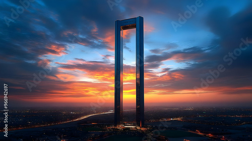 A tall, modern structure ag...