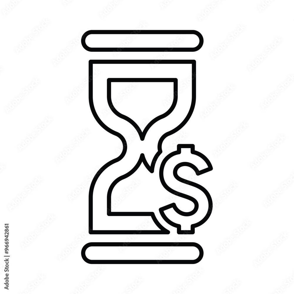 Hourglass, money, time icon. Outline vector. Hourglass, money, time icon. Outline vector.