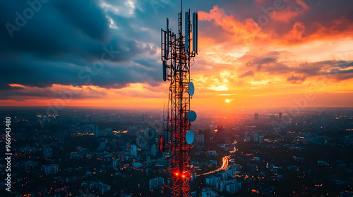 A telecommunications tower ...