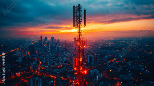 A telecommunications tower ...