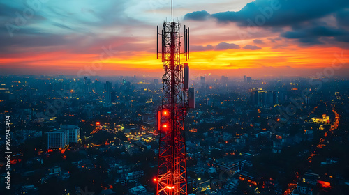 A telecommunications tower ...