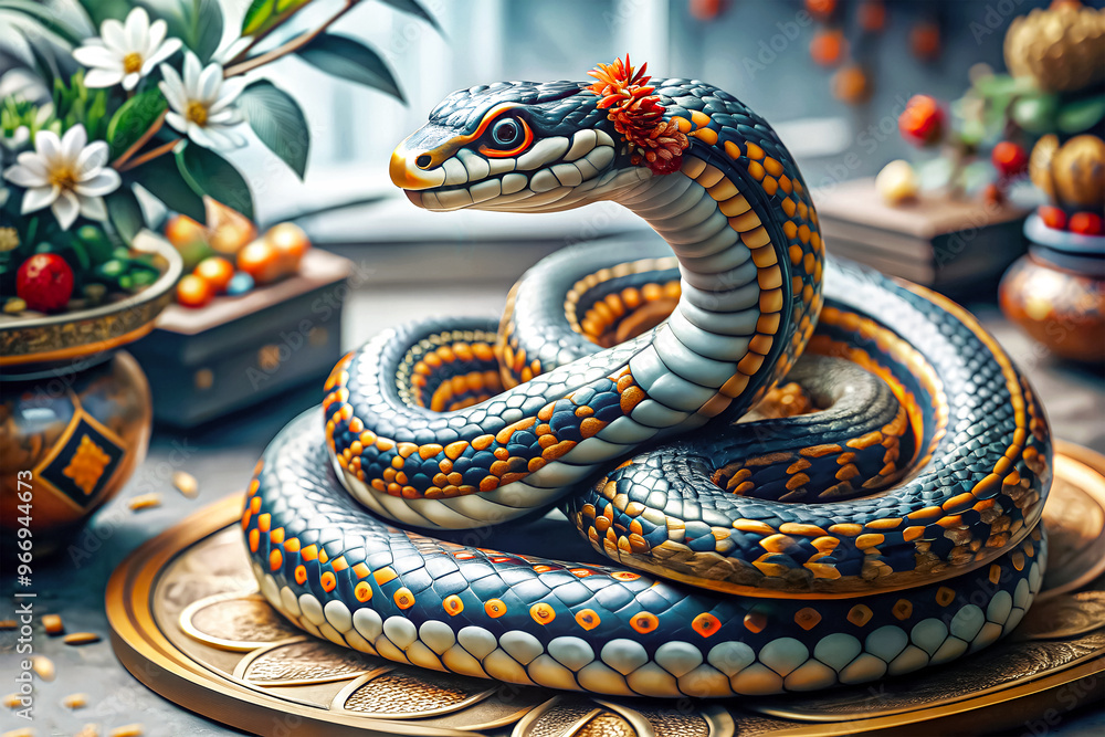 The snake is a traditional symbol of the Chinese New Year. The snake is a traditional symbol of the Chinese New Year.