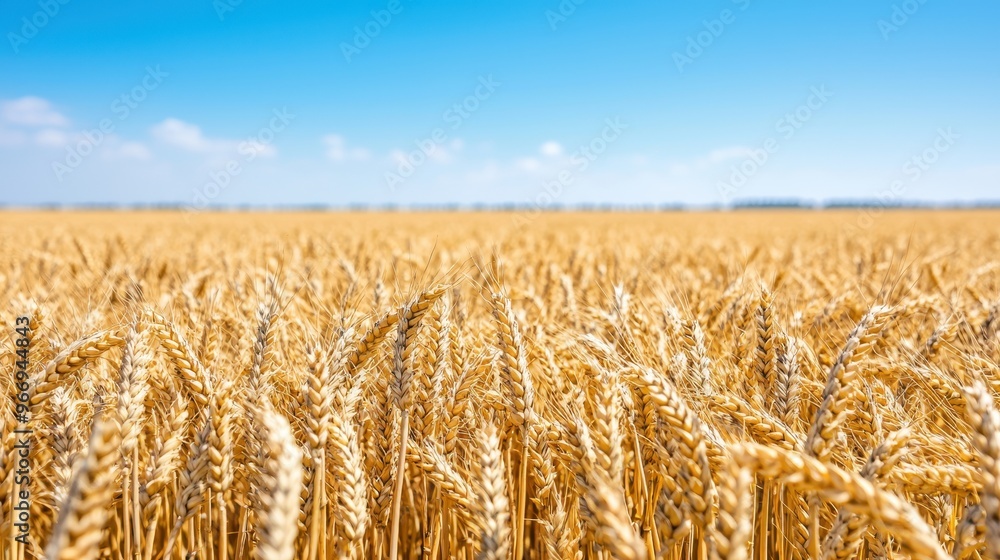 Fototapeta premium Golden Wheat Field under Blue Sky