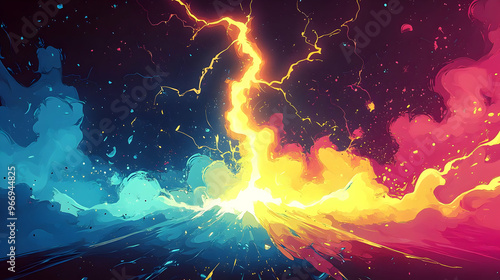 A vibrant abstract artwork ...