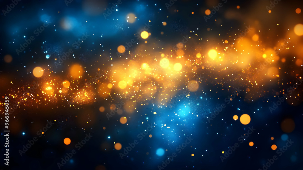 A vibrant abstract background featuring glowing particles in blue and orange hues. A vibrant abstract background featuring glowing particles in blue and orange hues.