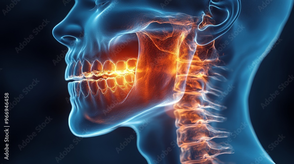 Human Jaw and Neck X ray with Pain in the Jaw Human Jaw and Neck X ray with Pain in the Jaw