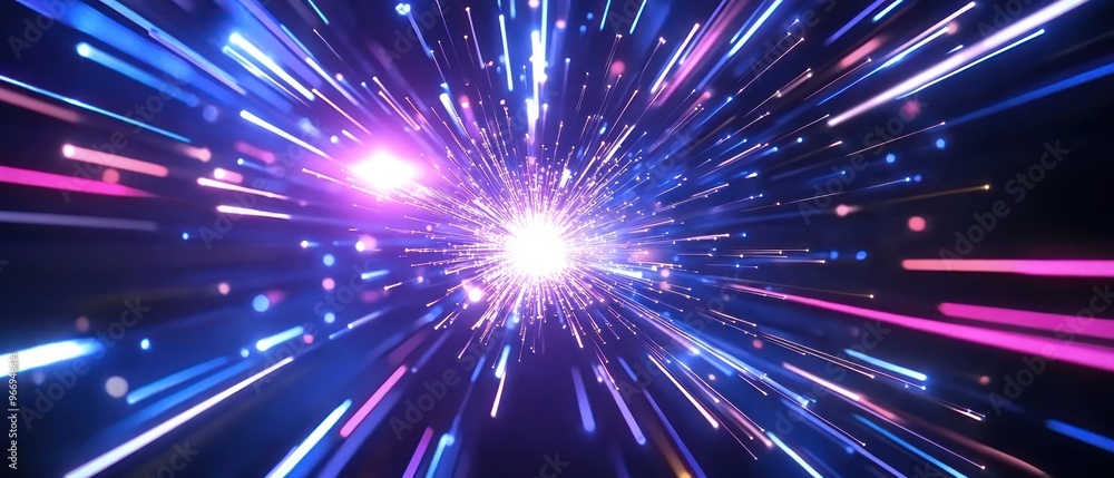 Abstract Burst of Colorful Light Streaks on a Dark Background Abstract Burst of Colorful Light Streaks on a Dark Background
