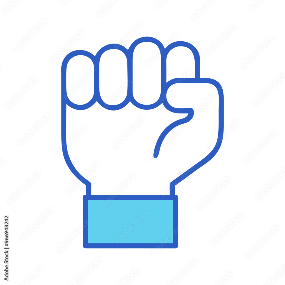 Protest fist. People protesting for human rights, equality anti-discrimination movement. Clenched fist raised up. Gym logo. Vector illustration. Protest fist. People protesting for human rights, equality anti-discrimination movement. Clenched fist raised up. Gym logo. Vector illustration.