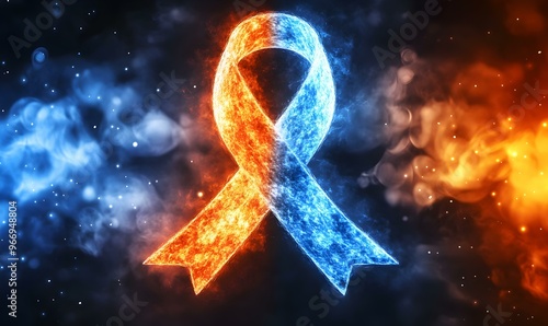 Wallpaper Mural Surreal Cancer Awareness Day, a vibrant ribbon intertwined with dreamlike elements, symbolizing hope and resilience in the fight against cancer. Torontodigital.ca