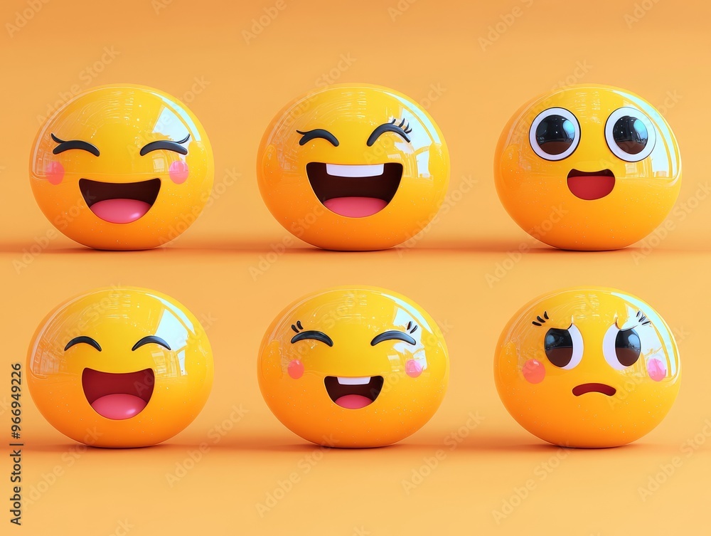 D Emojis Set Happy Excited Surprised Flirty Worried D Emojis Set Happy Excited Surprised Flirty Worried
