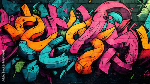A vibrant graffiti mural fe...