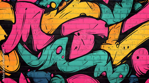 A vibrant graffiti mural fe...