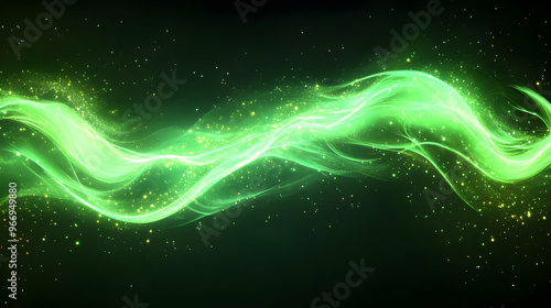 A vibrant green wave with g...