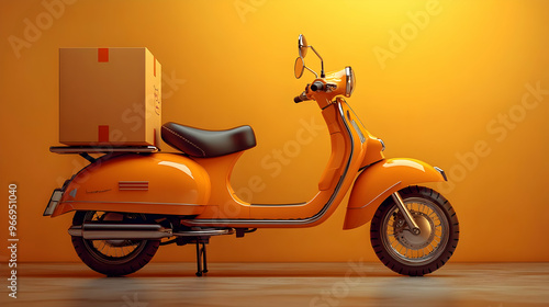 A vibrant orange scooter wi...