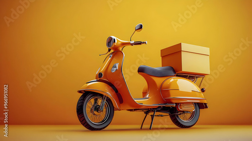A vibrant orange scooter wi...