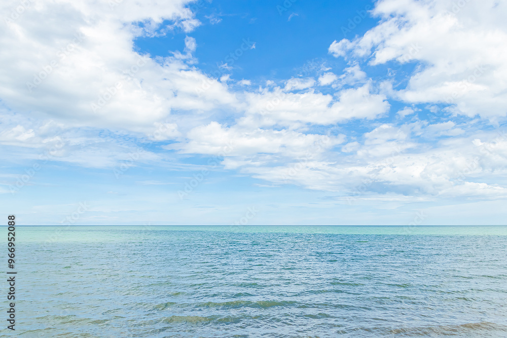 Nature daylight and blue sky with white clouds floating on at morning over the sea. Nature daylight and blue sky with white clouds floating on at morning over the sea.