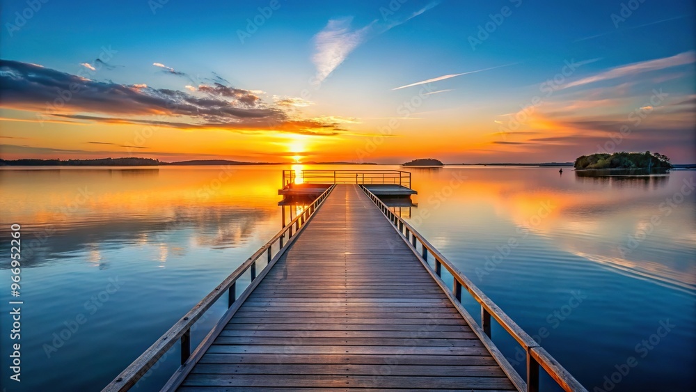 Fototapeta premium sunset at small pier on shore of Lauttasaari Helsinki