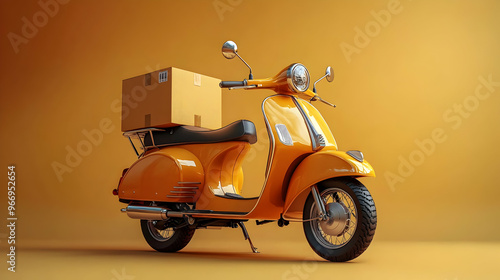 A vibrant yellow scooter wi...