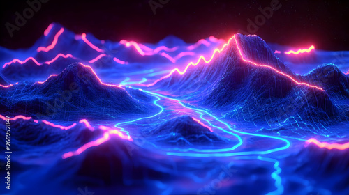 A vibrant, abstract landsca...