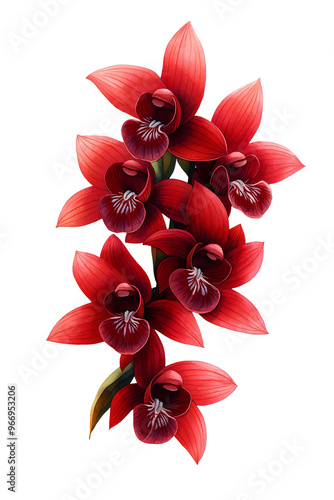 Vibrant red orchids create a stunning visual with intricate details, perfect for enhancing any floral design or decoration.